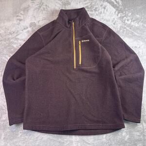 Simms Reversible Quarter Zip Fleece Pullover Brown Fishing Outdoor Jacket